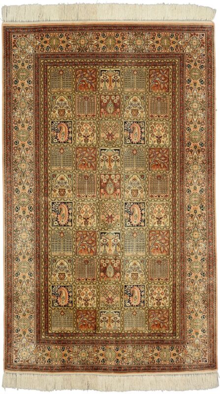 Qom Oriental Rug 95 × 155 cm, Silk, White/Beige, hand-knotted Qom Oriental Rug 95 × 155 cm, Silk, White/Beige, hand-knotted