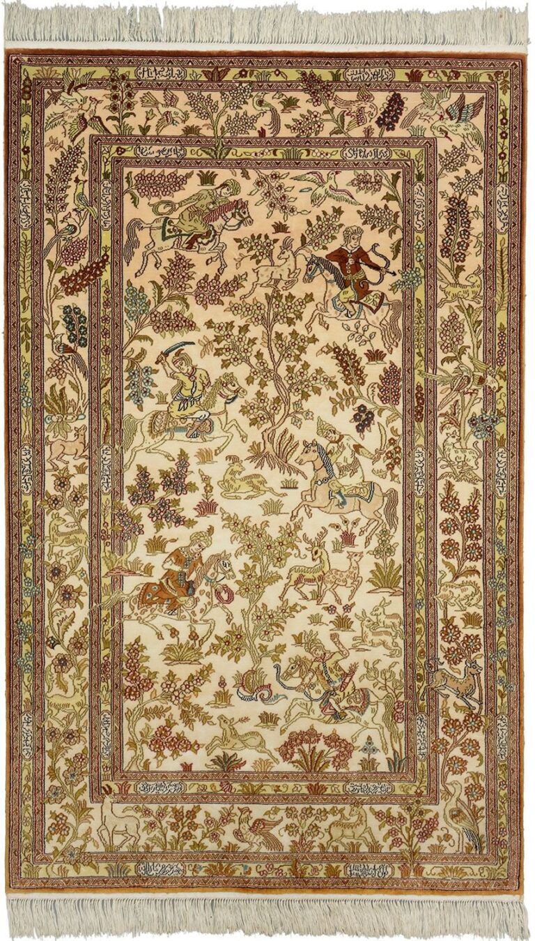 Qom Oriental Rug 95 × 156 cm, Silk, hand-knotted, exclusive