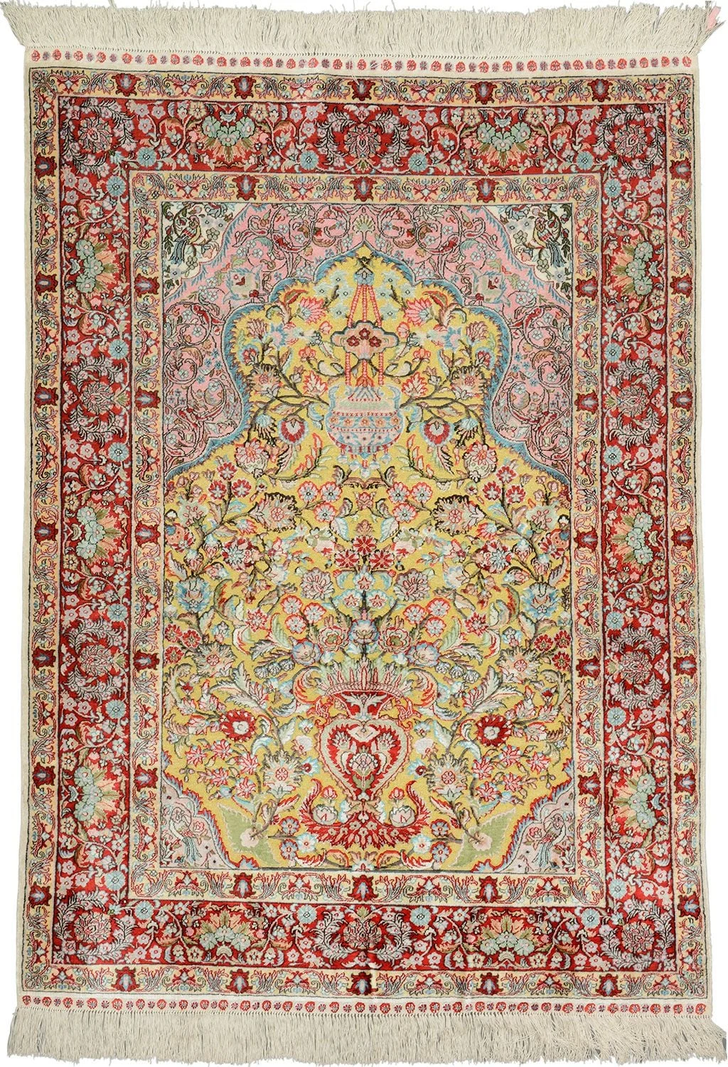 Hereke Oriental Rug 102 × 142 cm, Silk, hand-knotted