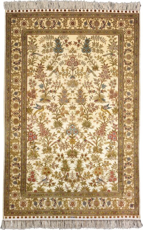 Hereke Oriental Rug 122 × 185 cm, Silk, hand-knotted