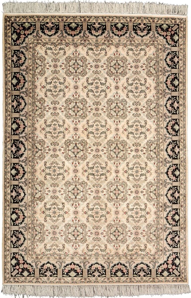 Hereke Oriental Rug 124 × 180 cm, Silk, White/Beige, hand-knotted