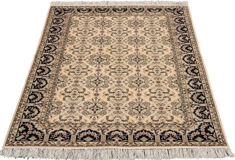 Hereke Oriental Rug 124 × 180 cm, Silk, White/Beige, hand-knotted — view 2