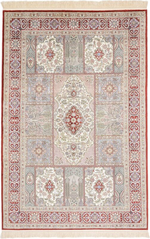 Hereke Oriental Rug 125 × 190 cm, Silk, Red/Orange, hand-knotted
