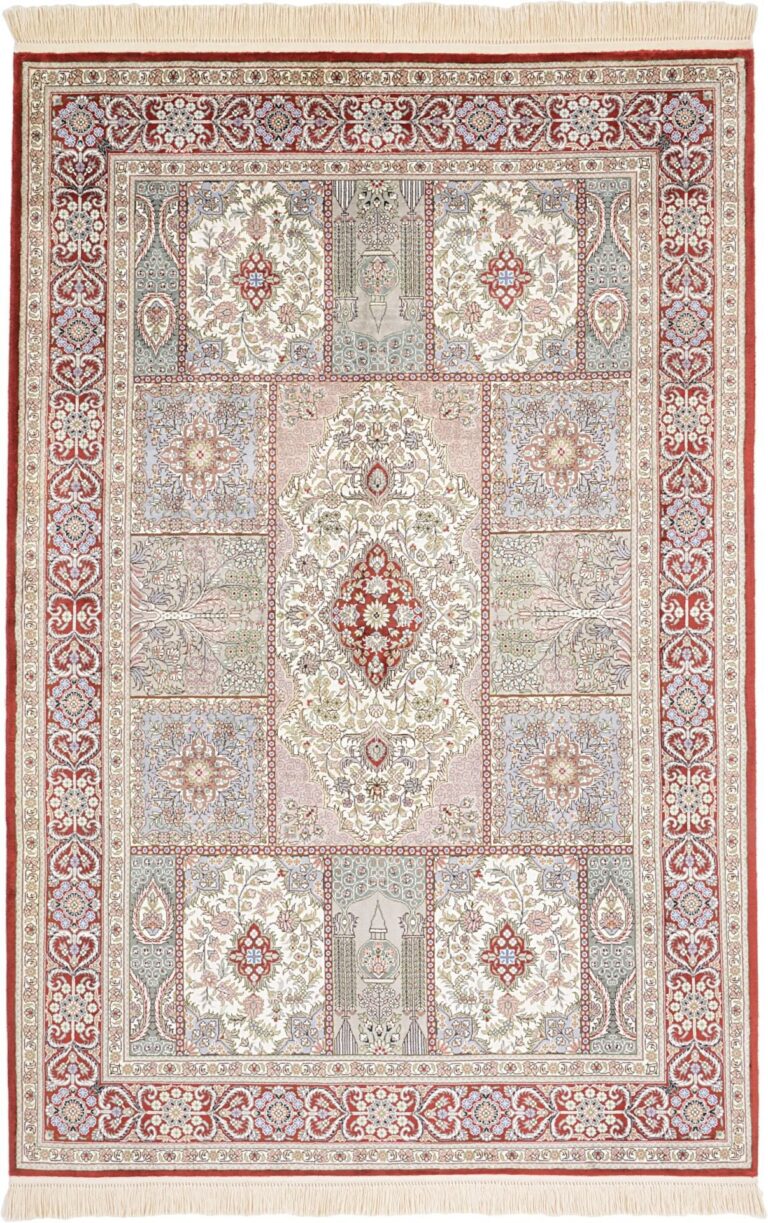 Hereke Oriental Rug 125 × 190 cm, Silk, Red/Orange, hand-knotted