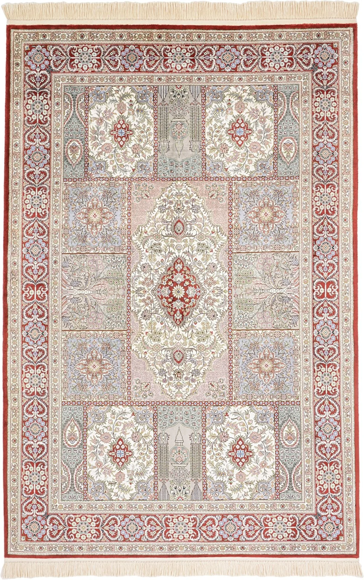 Hereke Oriental Rug 125 × 190 cm, Silk, Red/Orange, hand-knotted