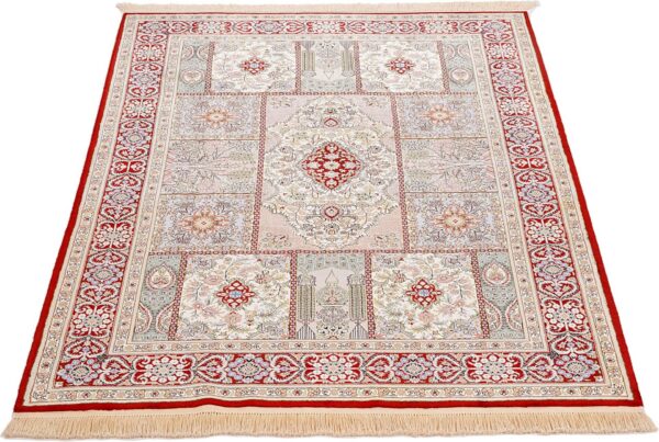 Hereke Oriental Rug 125 × 190 cm, Silk, Red/Orange, hand-knotted — view 3