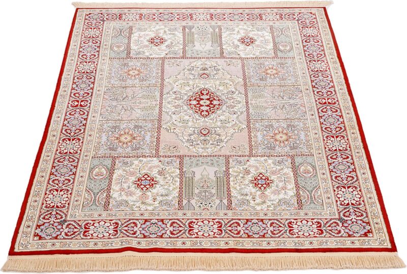 Hereke Oriental Rug 125 × 190 cm, Silk, Red/Orange, hand-knotted — view 3