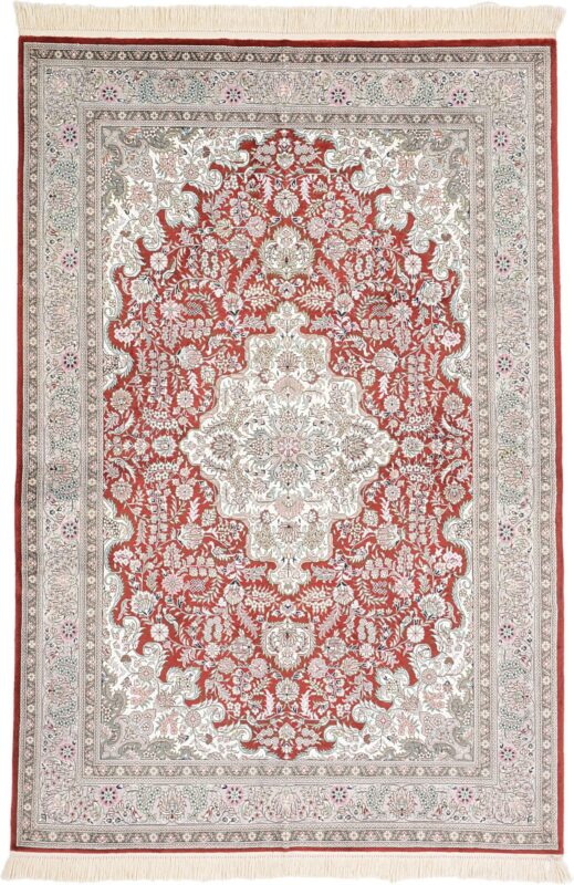 Hereke Oriental Rug 125 × 190 cm, Silk, Red/Orange, hand-knotted