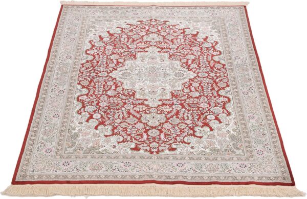 Hereke Oriental Rug 125 × 190 cm, Silk, Red/Orange, hand-knotted — view 3