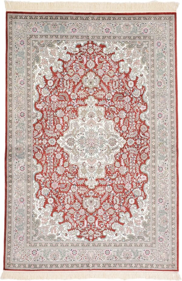 Hereke Oriental Rug 125 × 190 cm, Silk, Red/Orange, hand-knotted