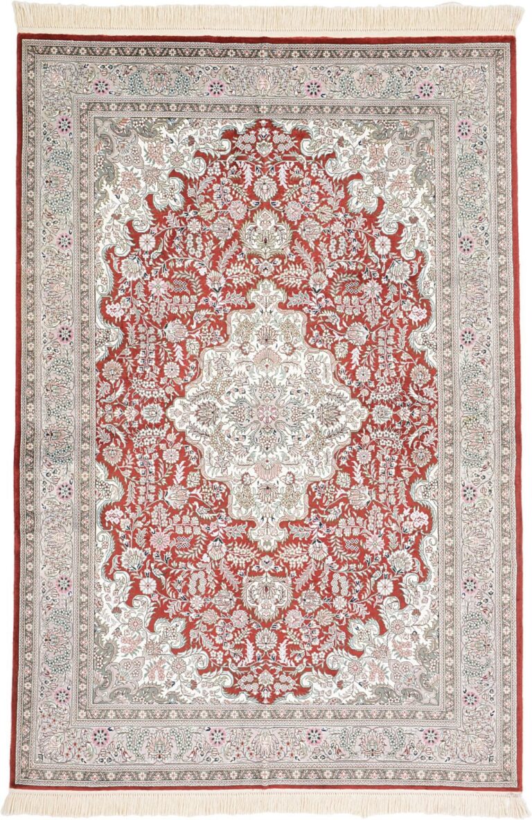 Hereke Oriental Rug 125 × 190 cm, Silk, Red/Orange, hand-knotted