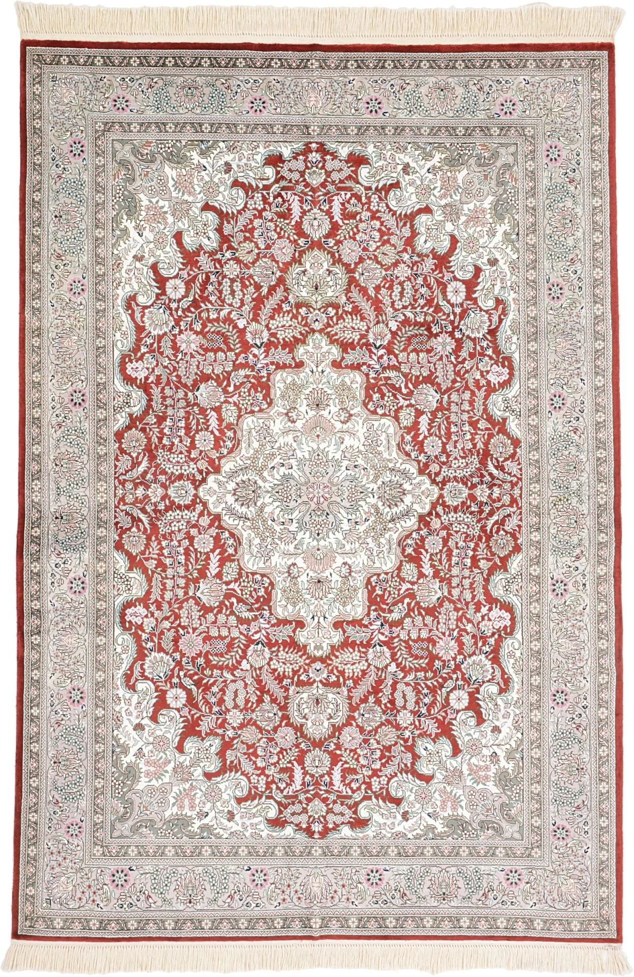 Hereke Oriental Rug 125 × 190 cm, Silk, Red/Orange, hand-knotted