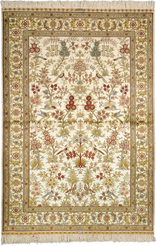 Hereke Oriental Rug 126 × 185 cm, Silk, hand-knotted