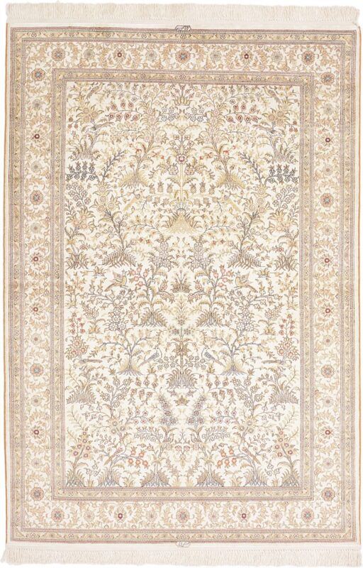 Hereke Oriental Rug 126 × 189 cm, Silk, hand-knotted