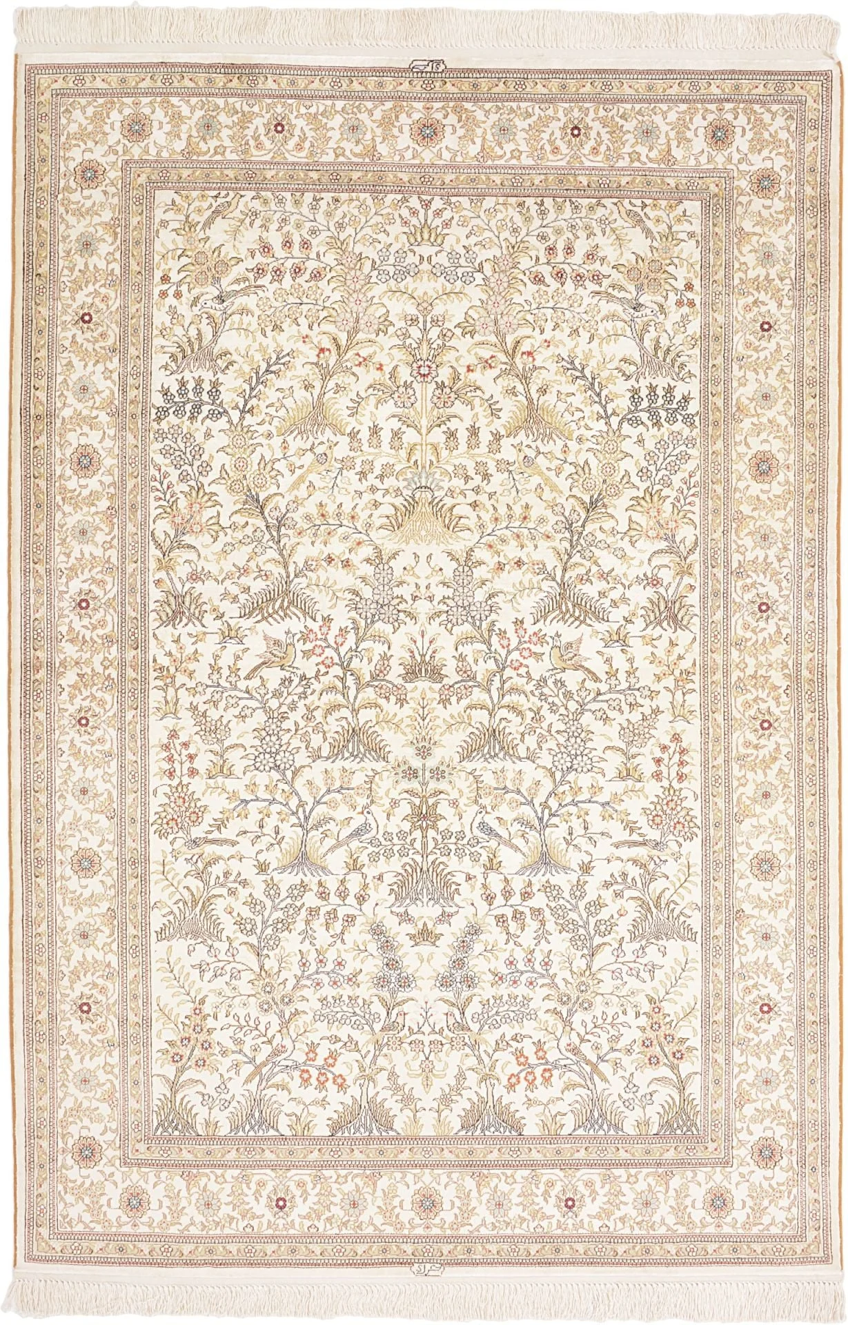 Hereke Oriental Rug 126 × 189 cm, Silk, hand-knotted