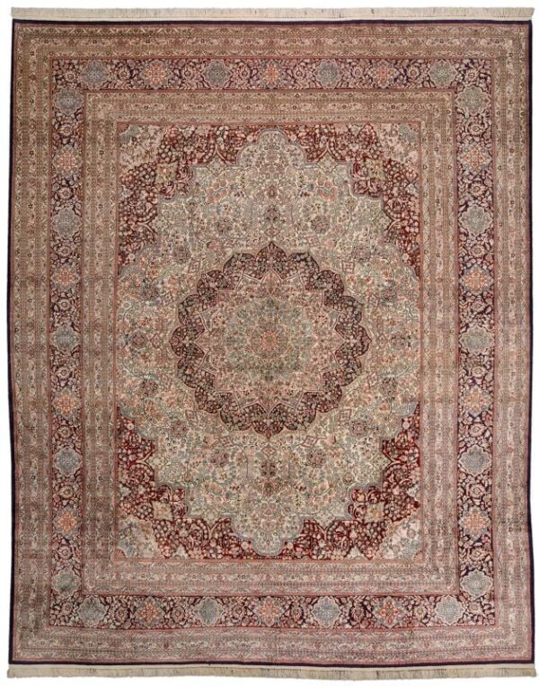 Hereke Oriental Rug 246 × 300 cm, Silk, Red/Orange, hand-knotted
