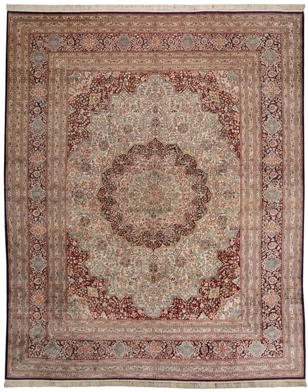 Hereke Oriental Rug 246 × 300 cm, Silk, Red/Orange, hand-knotted