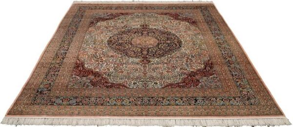 Hereke Oriental Rug 246 × 300 cm, Silk, Red/Orange, hand-knotted — view 2