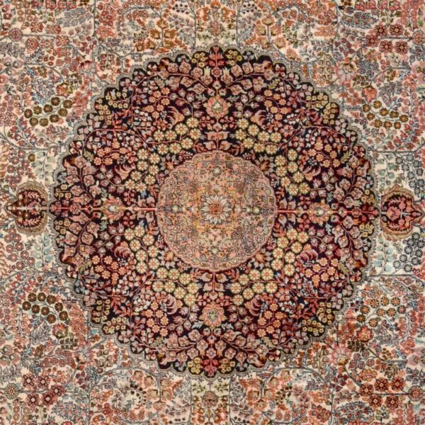 Hereke Oriental Rug 246 × 300 cm, Silk, Red/Orange, hand-knotted — view 4