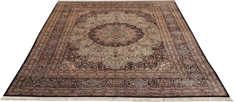 Hereke Oriental Rug 246 × 300 cm, Silk, Red/Orange, hand-knotted — view 2