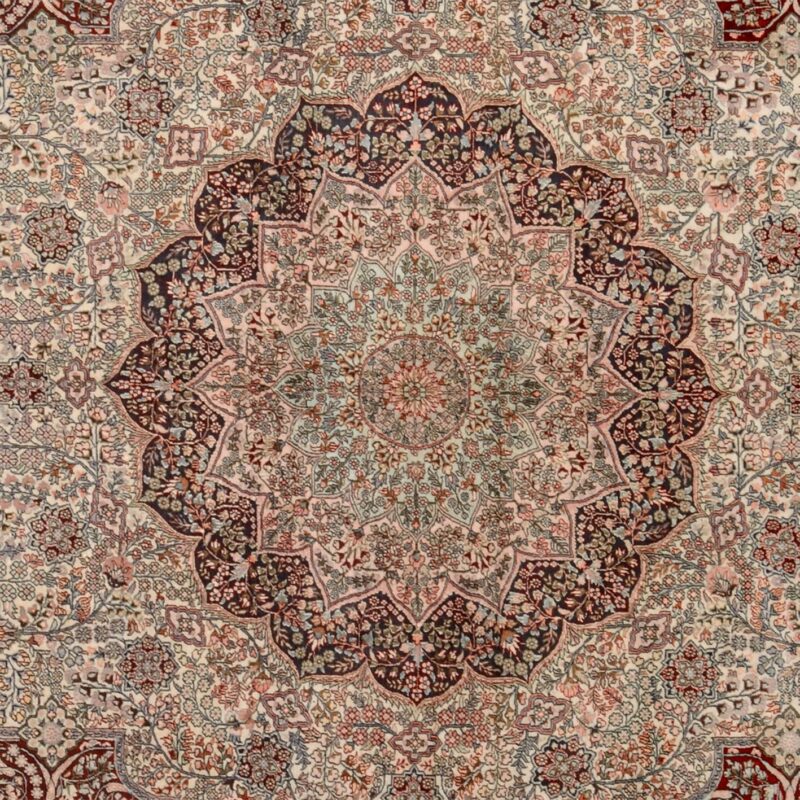Hereke Oriental Rug 246 × 300 cm, Silk, Red/Orange, hand-knotted — view 4