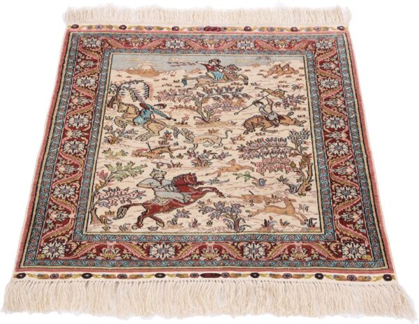 Hereke Oriental Rug 46 × 61 cm, Silk, White/Beige, hand-knotted — view 2