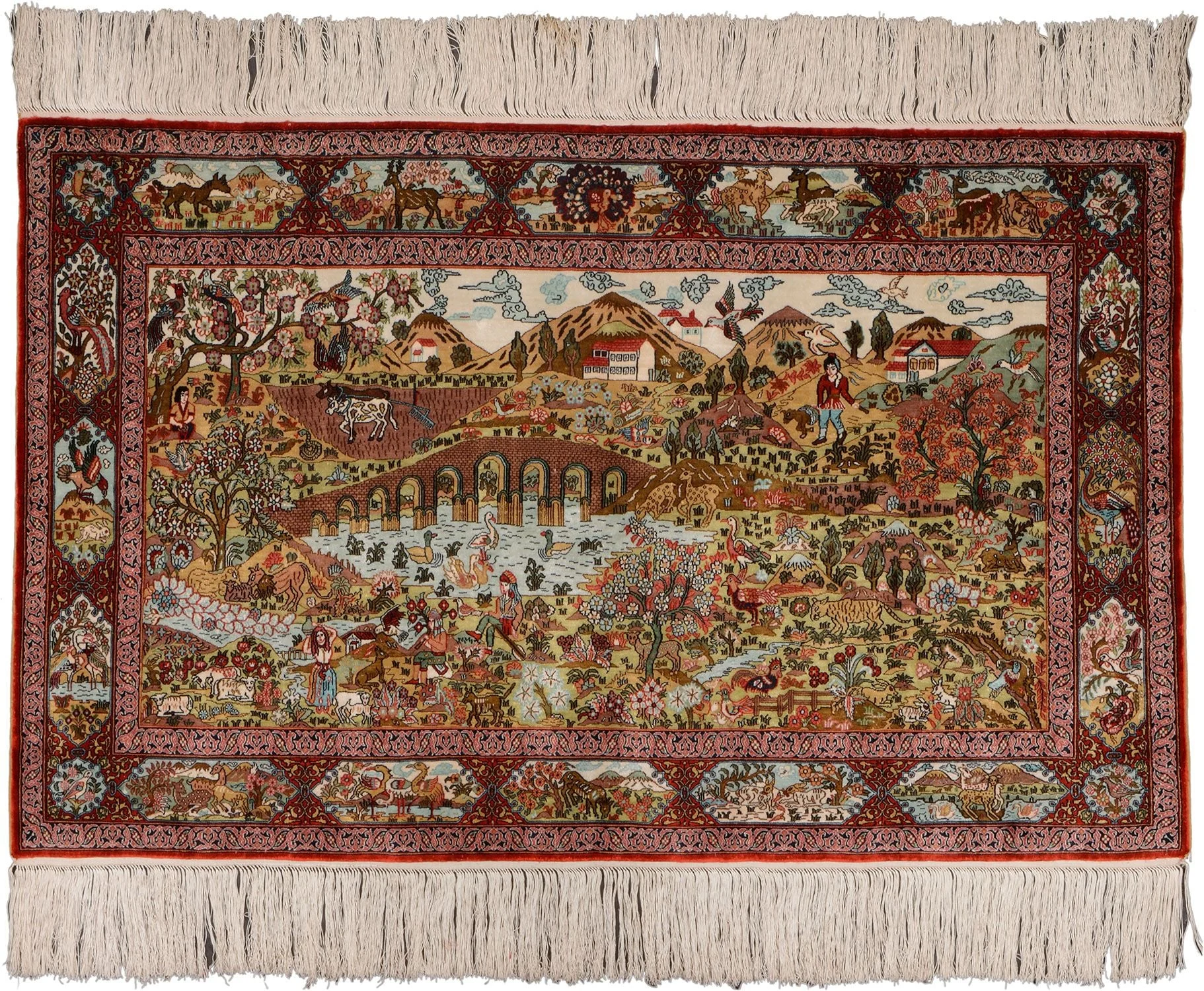 Hereke Oriental Rug 60 × 94 cm, Silk, hand-knotted