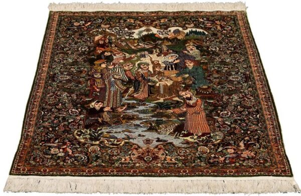 Hereke Oriental Rug 62 × 92 cm, Silk, Red/Orange, hand-knotted — view 2