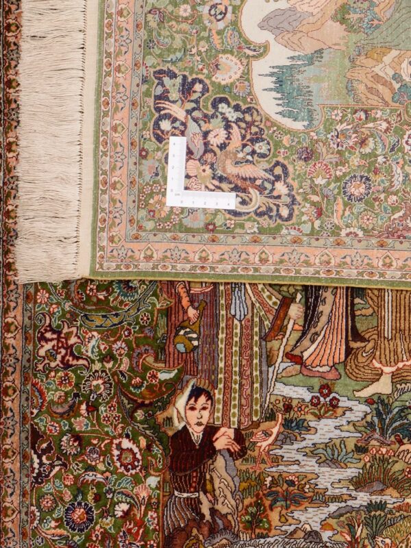Hereke Oriental Rug 62 × 92 cm, Silk, Red/Orange, hand-knotted — view 3
