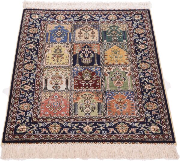 Hereke Oriental Rug 63 × 92 cm, Silk, Blue/Turquoise, hand-knotted — view 2