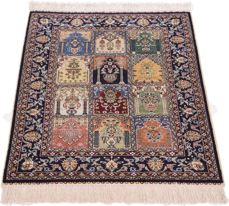 Hereke Oriental Rug 63 × 92 cm, Silk, Blue/Turquoise, hand-knotted — view 2