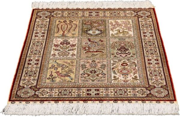 Hereke Oriental Rug 63 × 92 cm, Silk, Red/Orange, hand-knotted — view 2