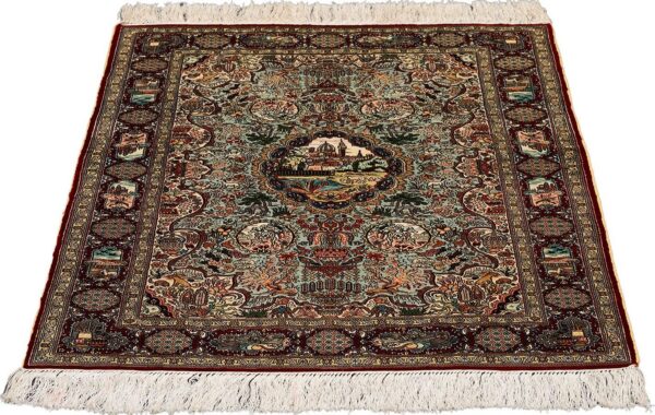 Hereke Oriental Rug 63 × 92 cm, Silk, Red/Orange, hand-knotted — view 2 Hereke Oriental Rug 63 × 92 cm, Silk, Red/Orange, hand-knotted — view 2