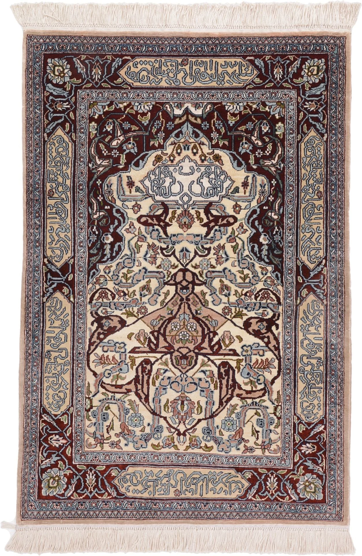 Hereke Oriental Rug 63 × 93 cm, Silk, Red/Orange, hand-knotted