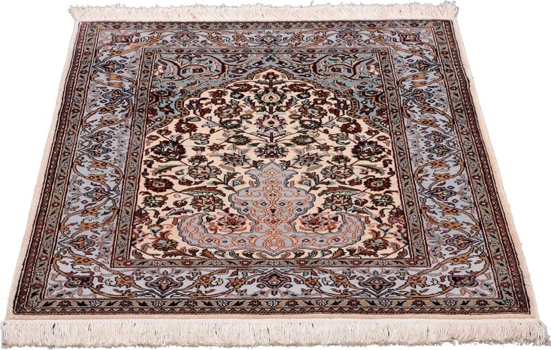 Hereke Oriental Rug 63 × 93 cm, Silk, Red/Orange, hand-knotted — view 2