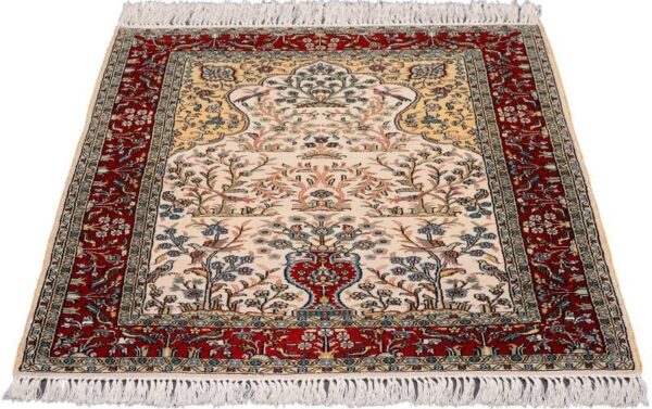 Hereke Oriental Rug 63 × 93 cm, Silk, Red/Orange, hand-knotted — view 2