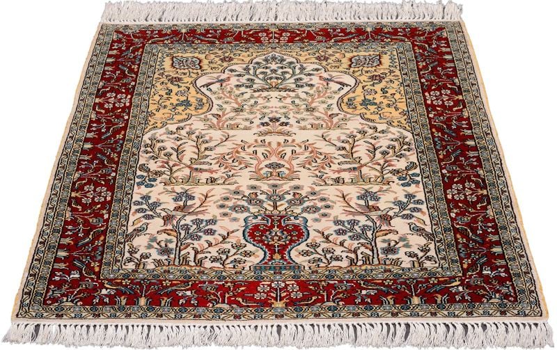 Hereke Oriental Rug 63 × 93 cm, Silk, Red/Orange, hand-knotted — view 2