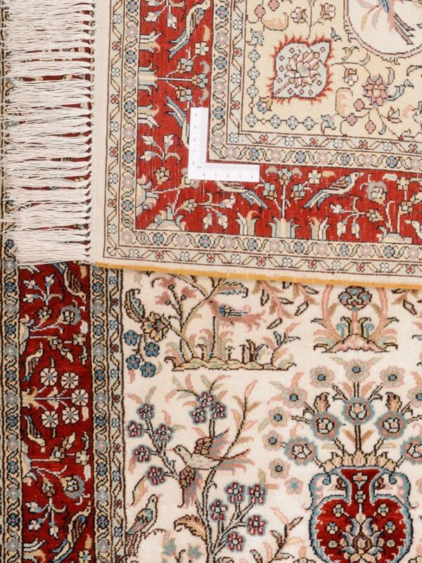 Hereke Oriental Rug 63 × 93 cm, Silk, Red/Orange, hand-knotted — view 3