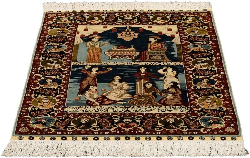Hereke Oriental Rug 63 × 93 cm, Silk, Multicolor, hand-knotted — view 2