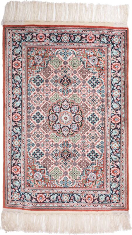 Hereke Oriental Rug 63 × 93 cm, Silk, Red/Orange, hand-knotted