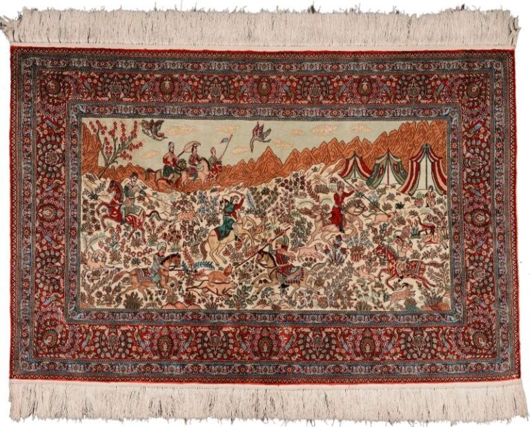 Hereke Oriental Rug 63 × 94 cm, Silk, hand-knotted, exclusive