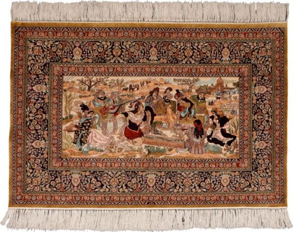 Hereke Oriental Rug 63 × 95 cm, Silk, hand-knotted, extra fine