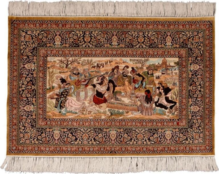 Hereke Oriental Rug 63 × 95 cm, Silk, hand-knotted, extra fine