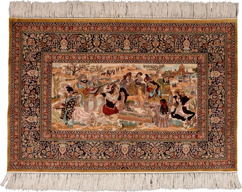 Hereke Oriental Rug 63 × 95 cm, Silk, hand-knotted, extra fine