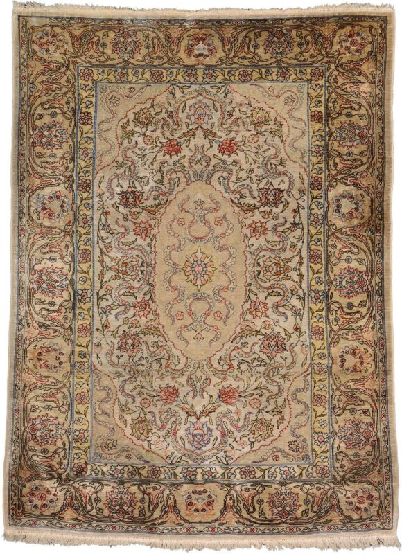 Hereke Oriental Rug 76 × 103 cm, Silk, hand-knotted, antique Hereke Oriental Rug 76 × 103 cm, Silk, hand-knotted, antique