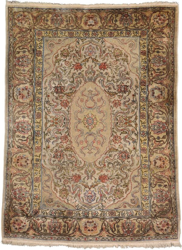 Hereke Oriental Rug 76 × 103 cm, Silk, hand-knotted, antique Hereke Oriental Rug 76 × 103 cm, Silk, hand-knotted, antique