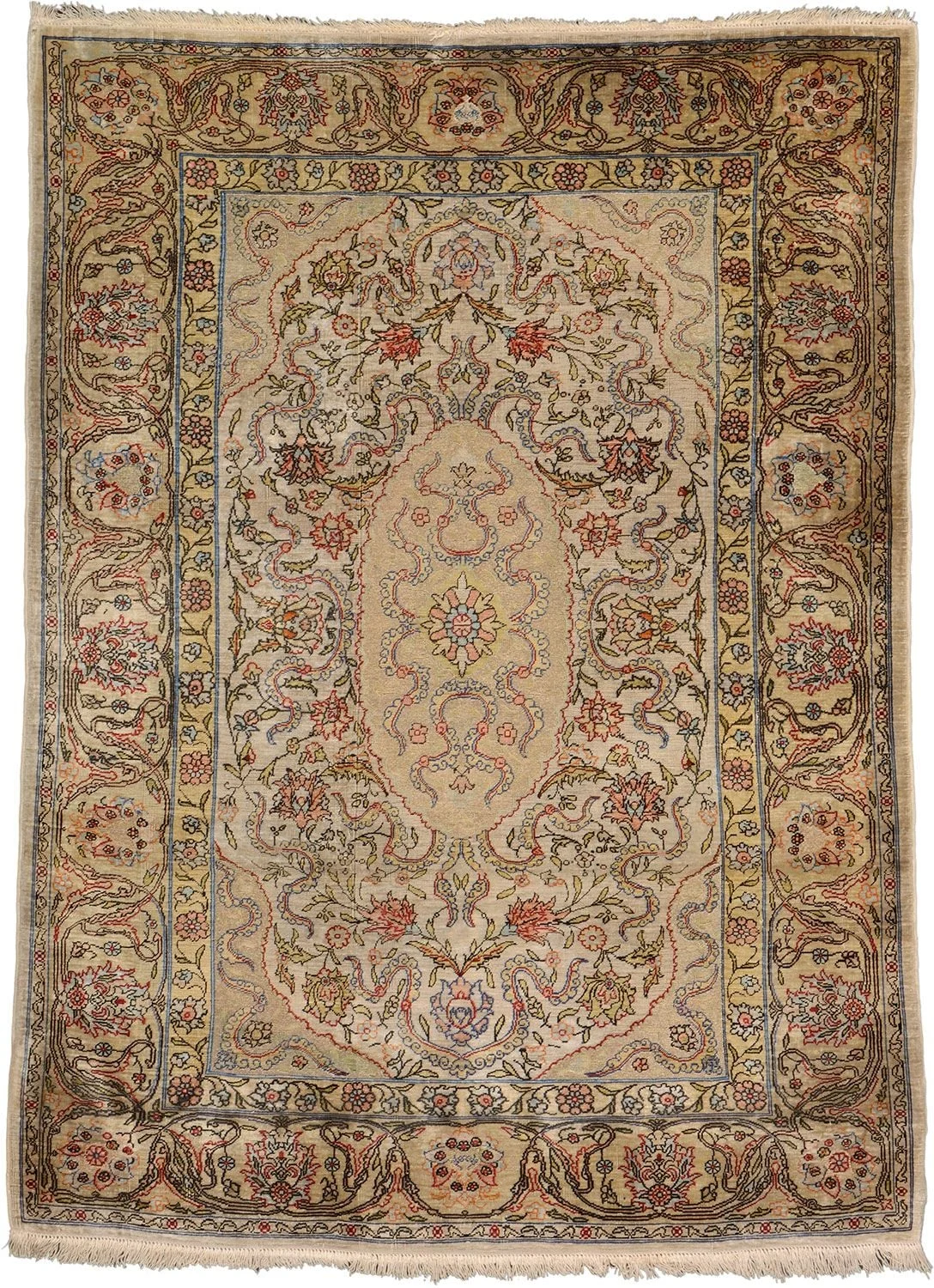 Hereke Oriental Rug 76 × 103 cm, Silk, hand-knotted, antique