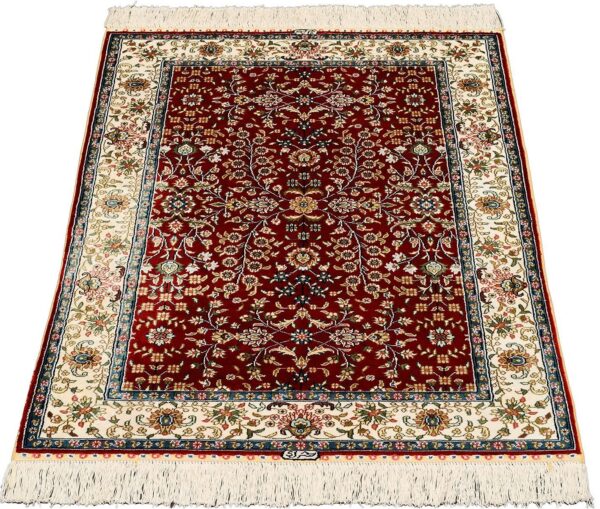 Hereke Oriental Rug 78 × 123 cm, Silk, Red/Orange, hand-knotted — view 2 Hereke Oriental Rug 78 × 123 cm, Silk, Red/Orange, hand-knotted — view 2