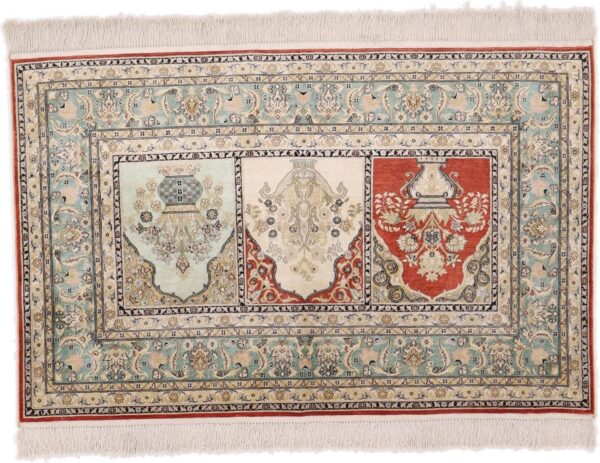 Hereke Oriental Rug 78 × 123 cm, Silk, Multicolor, hand-knotted