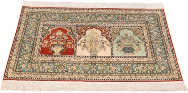 Hereke Oriental Rug 78 × 123 cm, Silk, Multicolor, hand-knotted — view 2